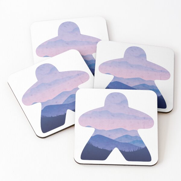 Item preview, Beautiful Purple Mountain Scape Meeple Board Game Scene designed and sold by BeamGeeks.