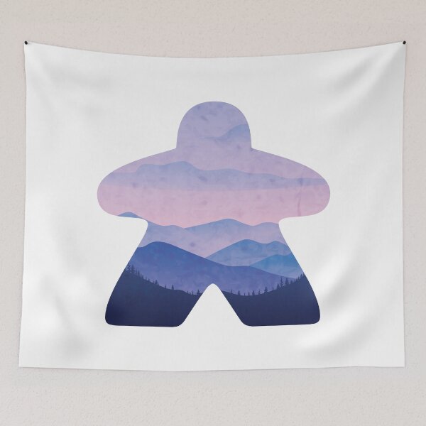 Item preview, Beautiful Purple Mountain Scape Meeple Board Game Scene designed and sold by BeamGeeks.
