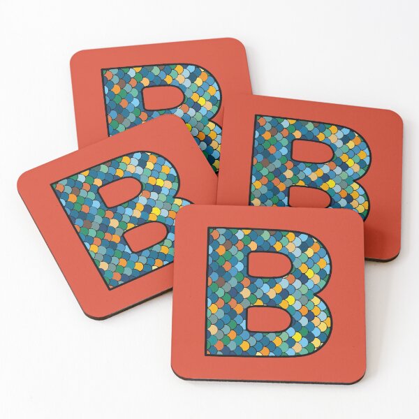Item preview, Letter B (blue and orange, dark outline) designed and sold by artfulnotebook.
