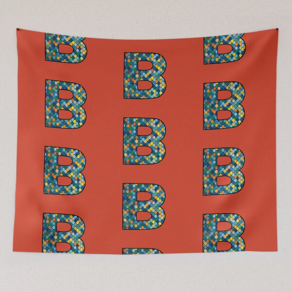 Item preview, Letter B (blue and orange, dark outline) designed and sold by artfulnotebook.