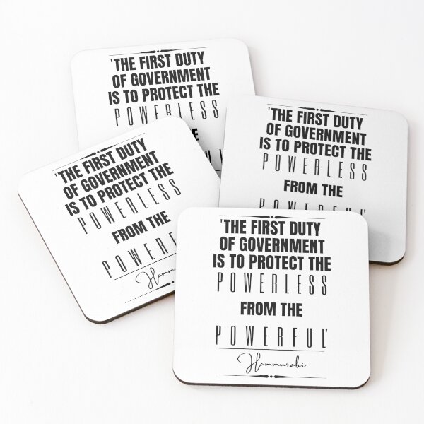 Item preview, Hammurabi Inspirational Historical Quote- “The first duty of government is to protect the powerless from the powerful.” designed and sold by QuoteActually.