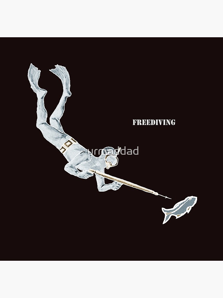 Vintage Freediving Spearfishing Diver and Fish URM | Art Board Print
