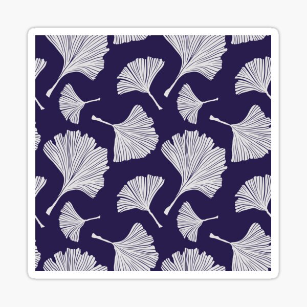 Aperçu de l'œuvre Motif de feuille de ginko bleu indigo créée et vendue par Ellen Lambert.