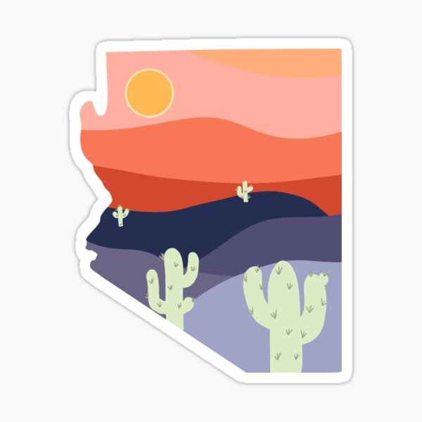 Arizona State Cactus Sunset Sticker