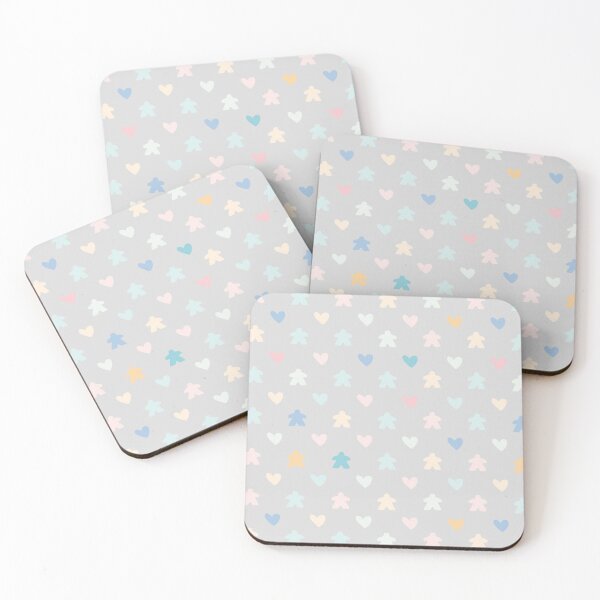 Item preview, Gray Soft, Pastel Meeple Heart Pattern for Board Game Lovers designed and sold by BeamGeeks.