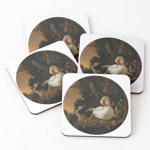 Item preview, Abraham Bisschop - A mute swan, a goose and muscovy ducks on a wooded river bank designed and sold by VISIBLECREATION.