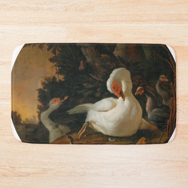 Item preview, Abraham Bisschop - A mute swan, a goose and muscovy ducks on a wooded river bank designed and sold by VISIBLECREATION.
