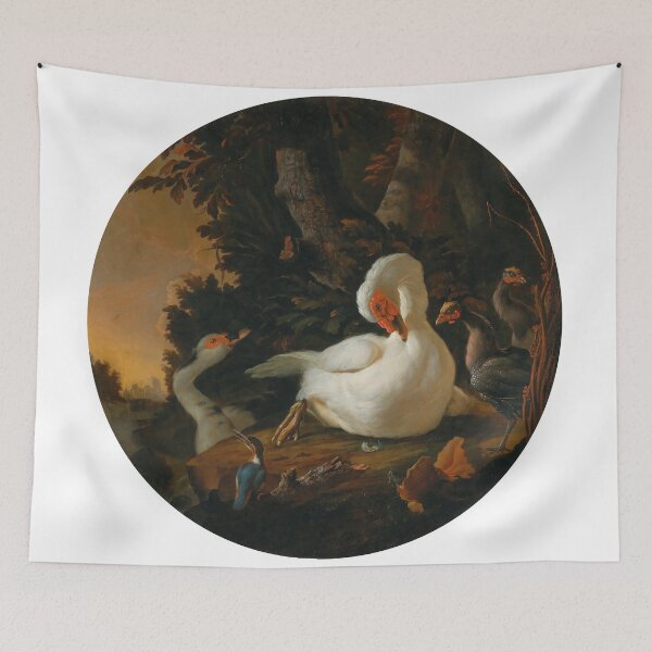 Item preview, Abraham Bisschop - A mute swan, a goose and muscovy ducks on a wooded river bank designed and sold by VISIBLECREATION.