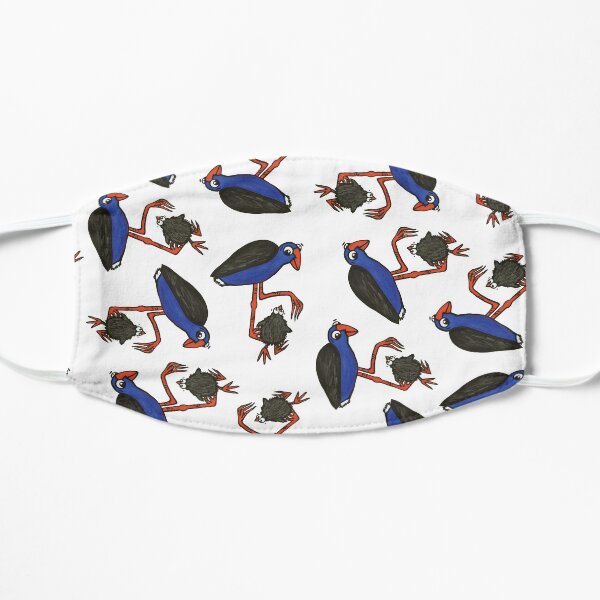 Cute NZ Pukeko - clock ft. Te Reo Maori numbers Flat Mask