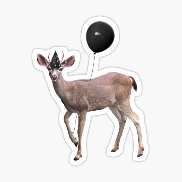 Young Deer with Black Balloon Sticker