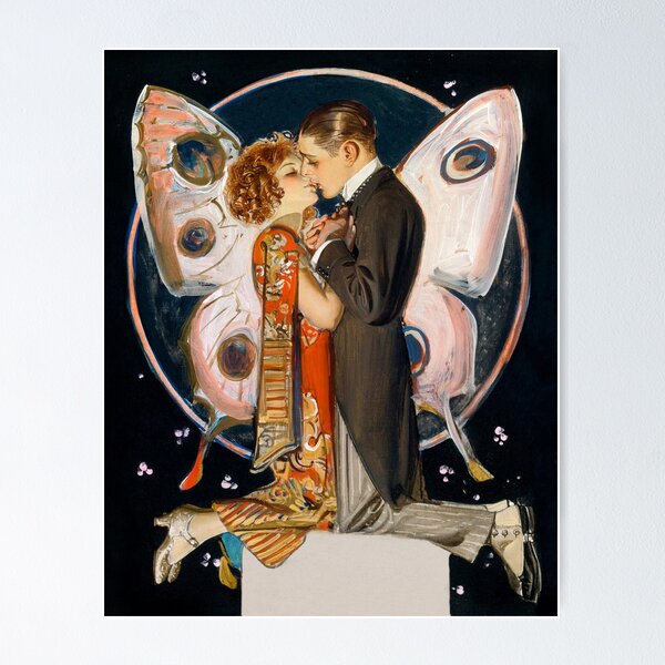 Item preview, Romantic Butterfly Couple by J. C. Leyendecker Art Deco / Art Nouveau  designed and sold by chillchar1234.
