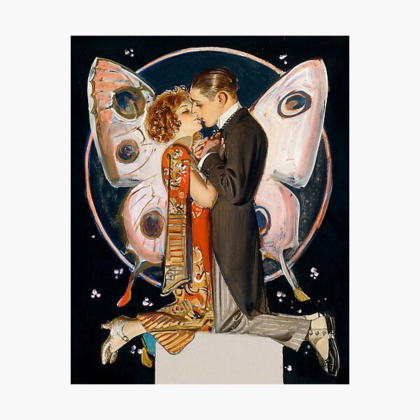 Item preview, Romantic Butterfly Couple by J. C. Leyendecker Art Deco / Art Nouveau  designed and sold by chillchar1234.