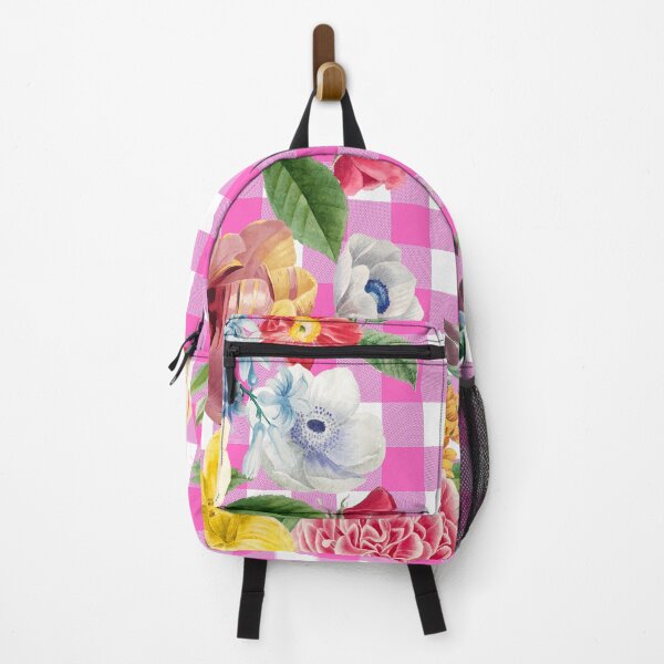 Item preview,  Pink White Buffalo Plaid  & Vintage Flowers Pattern designed and sold by Tamas Das.