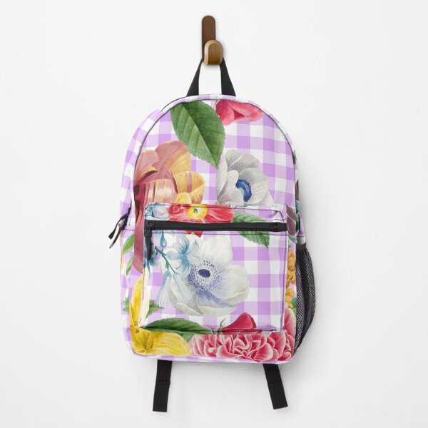 Item preview,  Purple White Buffalo Plaid  & Vintage Flowers Pattern designed and sold by Tamas Das.