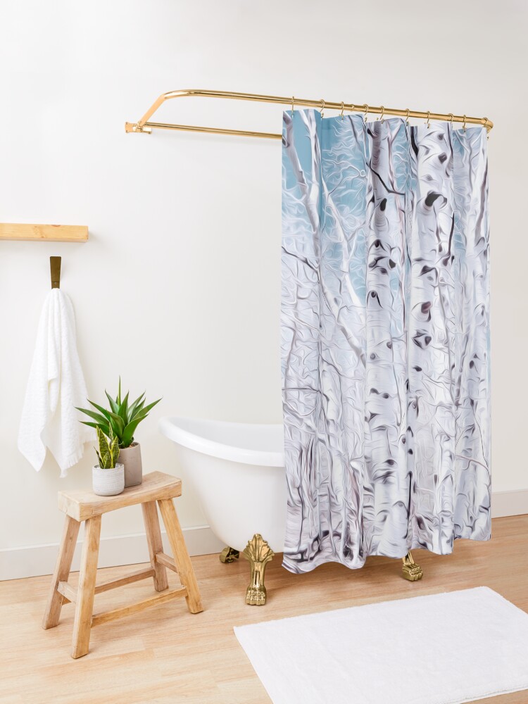 Alternate view of Birch Trees Shower Curtain
