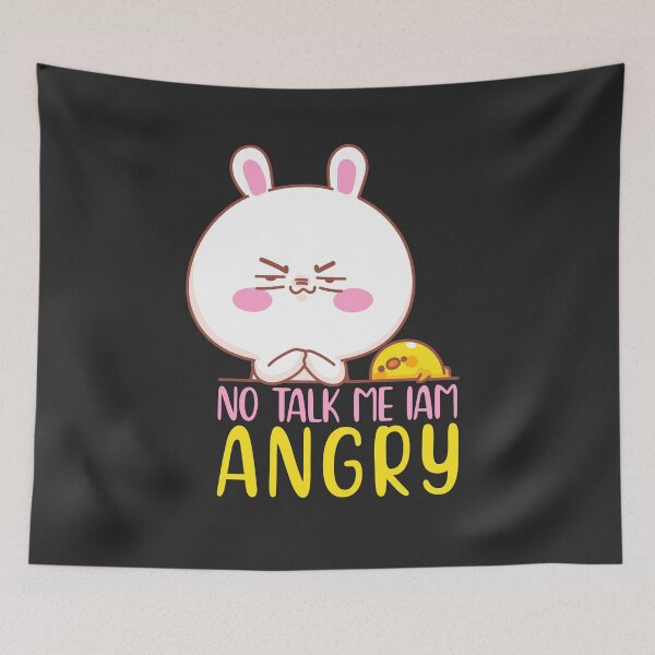 Item preview, No Talk Me Im Angry | Cute Rabbit and Angry Duck designed and sold by graphic-genie.