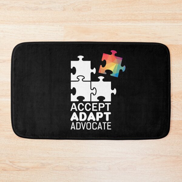 Item preview, Autism Awareness Day Puzzle Piece Inspirational Quote Accept Adapt Advocate designed and sold by sillyquestions.