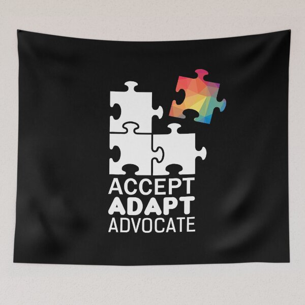 Item preview, Autism Awareness Day Puzzle Piece Inspirational Quote Accept Adapt Advocate designed and sold by sillyquestions.