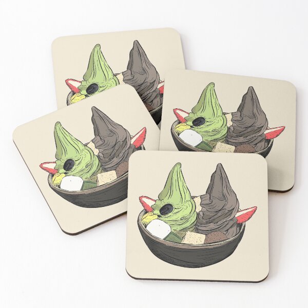 Item preview, Japanese Anmitsu Dessert - Black Sesame and Matcha Soft Serve With Toppings designed and sold by Alicia Chee.