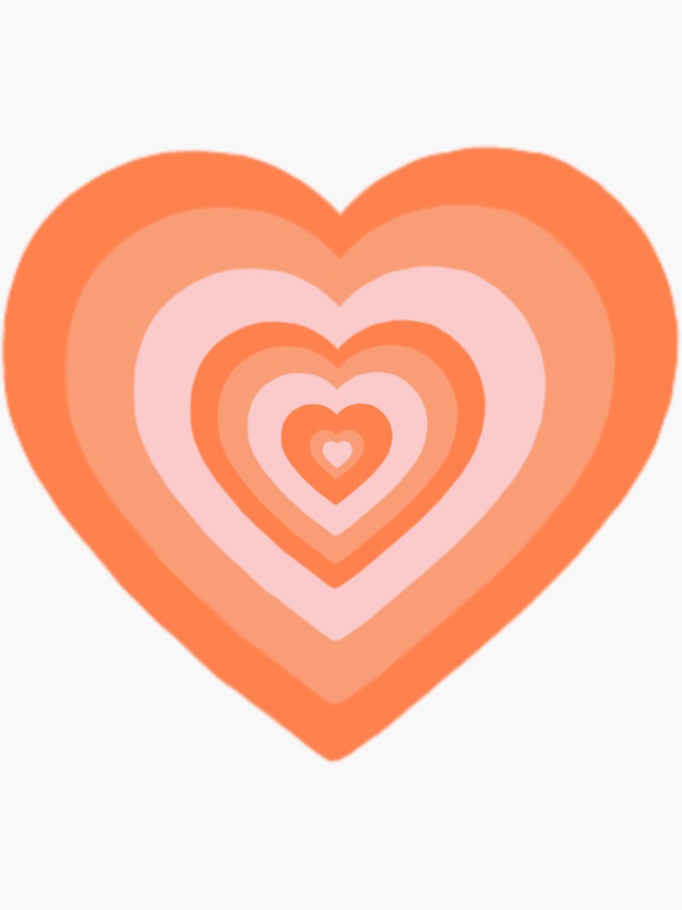 "Orange Retro Heart" Sticker by sloaneduzy Redbubble
