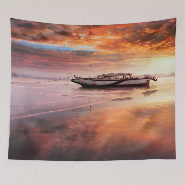 Item preview, Boat With Beautiful Sky Sunrise Landscape designed and sold by JTS STORE.