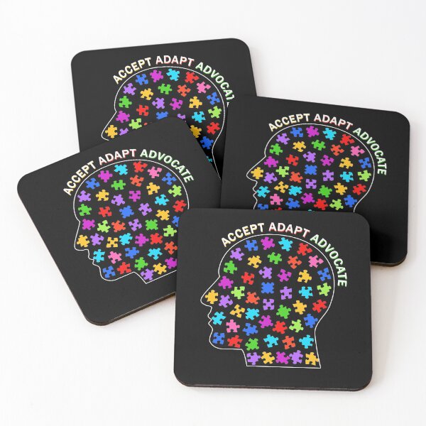 Item preview, Autism Awareness Day Puzzle Piece Inspirational Quote Accept Adapt Advocate designed and sold by sillyquestions.