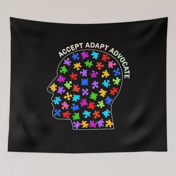 Item preview, Autism Awareness Day Puzzle Piece Inspirational Quote Accept Adapt Advocate designed and sold by sillyquestions.