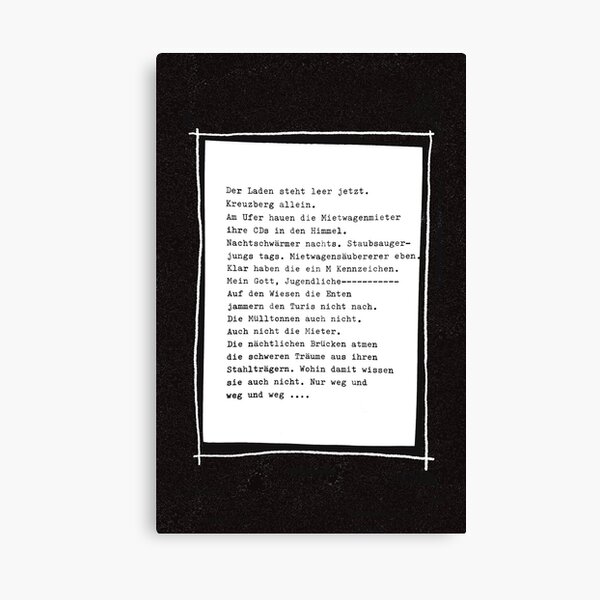 Der Laden steht jetzt leer ... Gedicht 10 - Lockdown, ein C-Movie Leinwanddruck