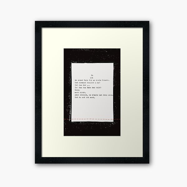 In einer Bude für viele Monate ... Gedicht 11 - Lockdown, ein C-Movie Gerahmter Kunstdruck