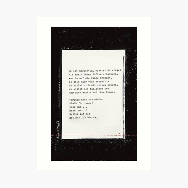 Das ist unwichtig ... Gedicht 12 - Lockdown, ein C-Movie Kunstdruck