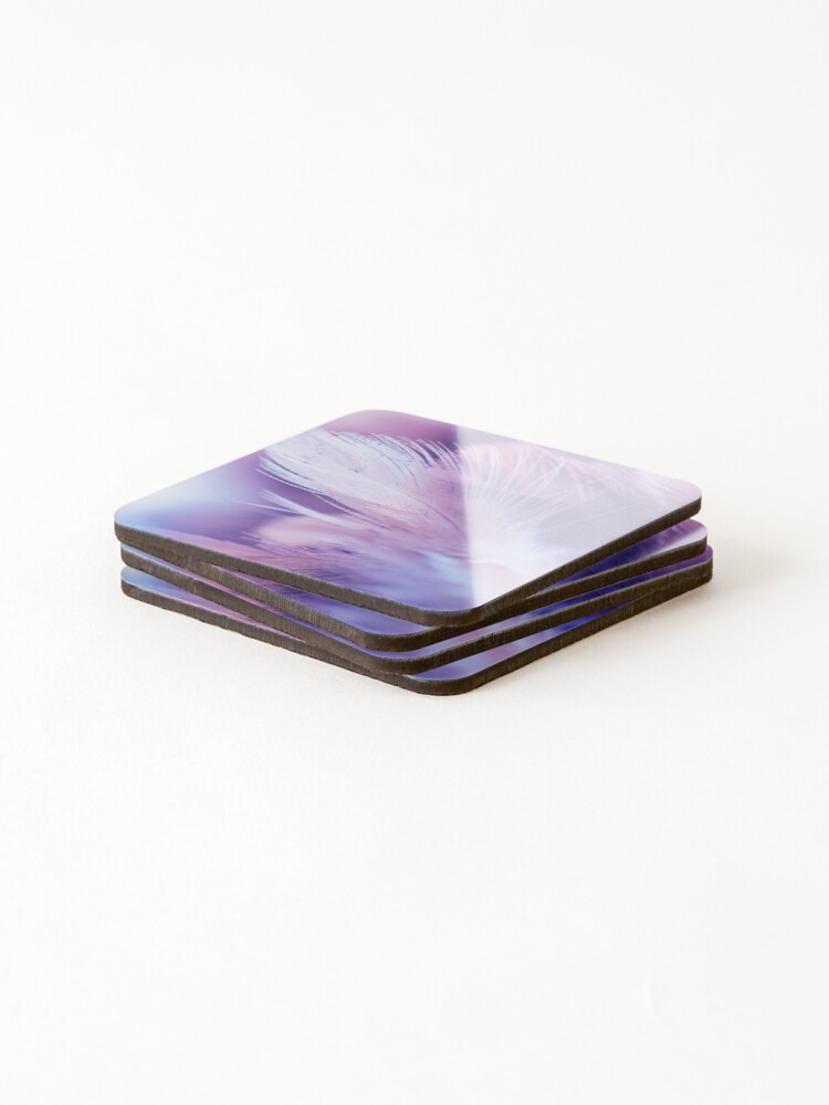 Thumbnail 4 of 5, Coasters (Set of 4), Pink Feather Texture Background designed and sold by Rittichai.