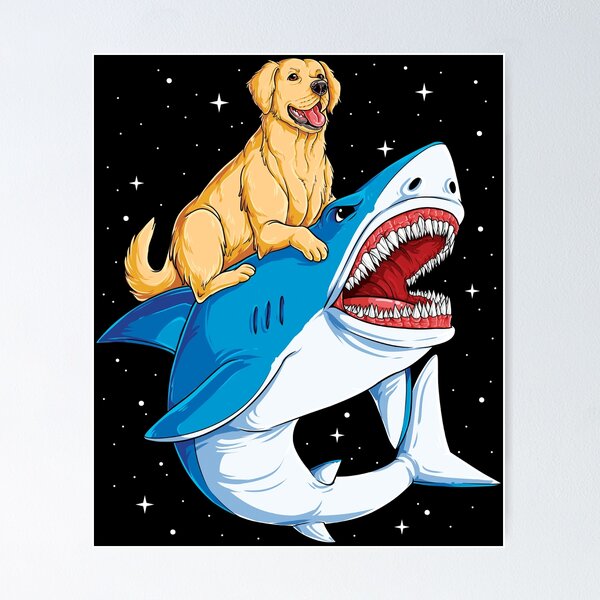 Item preview, Golden Retriever Riding Shark Shirt for Men Women Boys Girls Kids Dog Lover Gifts designed and sold by LiqueGifts.