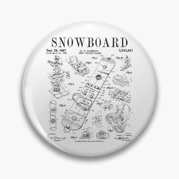 Item preview, Snowboard Winter Snowboarding Vintage Patent Drawing Print Black designed and sold by GrandeDuc.