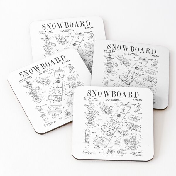 Item preview, Snowboard Winter Snowboarding Vintage Patent Drawing Print Black designed and sold by GrandeDuc.