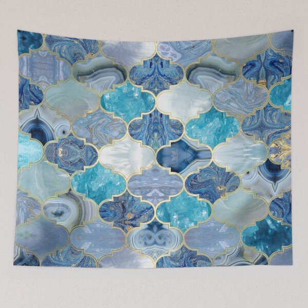 Item preview, Moroccan trellis Blue Mineral Textures designed and sold by k9printart.
