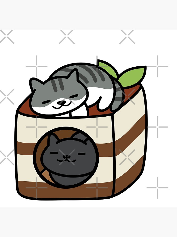 "Smokey & Pickles Tiramisu Cube (Neko Atsume)" Poster by Iceyuk