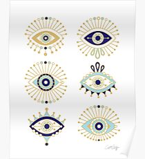 Evil Eye Collection on White Poster