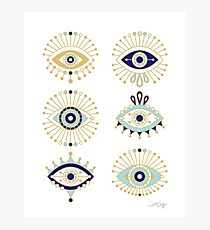 Evil Eye Collection on White Photographic Print