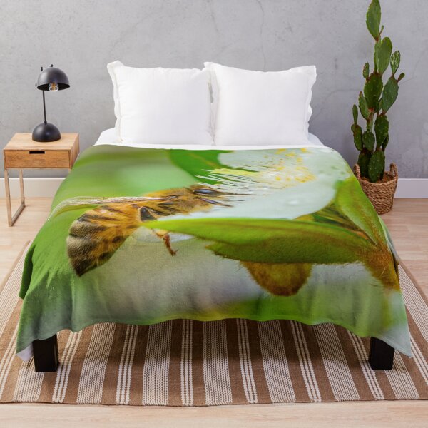 Item preview, Honey bee feeding on a white flower. designed and sold by Cornishinoz.