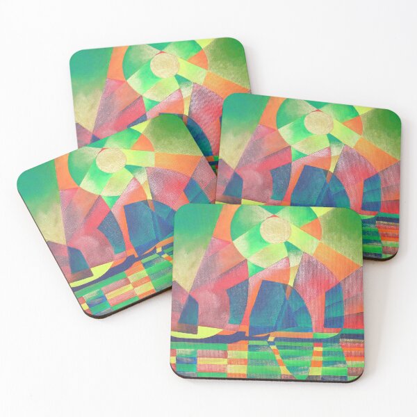 Item preview, Sea of Green With Cubist Abstract Junks designed and sold by taiche.