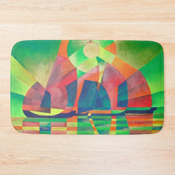 Item preview, Sea of Green With Cubist Abstract Junks designed and sold by taiche.