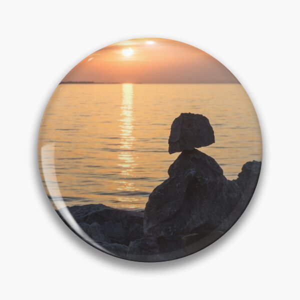 Item preview, Inuksuk Sunrise - Rock Cairn Figure Greeting the Sun on Lake Ontario in Toronto  designed and sold by Georgia Mizuleva.
