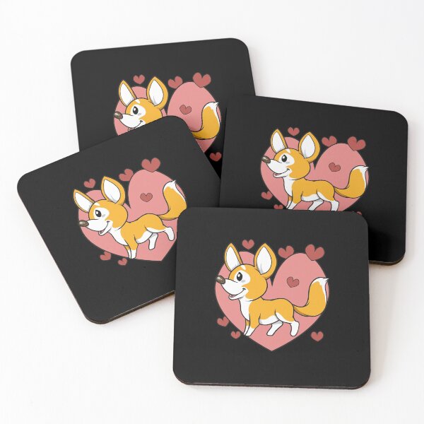 Item preview, cute fox puppy smiles funny and Hearts designed and sold by FalkDania.