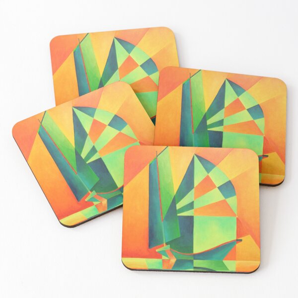 Item preview, Chinese Junk Sails at Sunrise Orange And Green Abstract designed and sold by taiche.