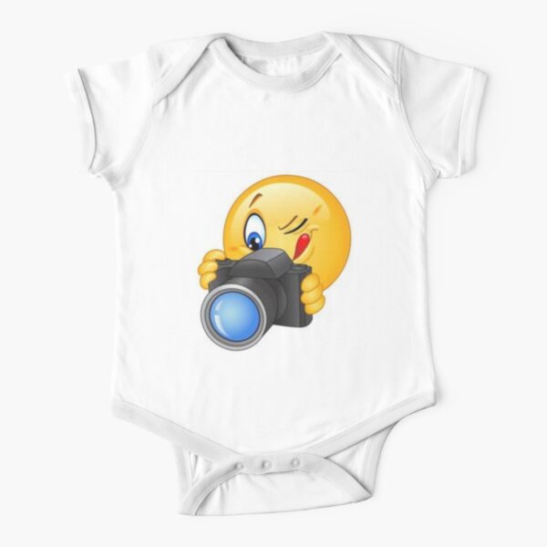 Om camera OM click with smiley Short Sleeve Baby One-Piece