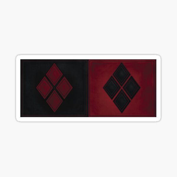 Patchwork Red & Black Leather Effect Motley with Diamond Patches 4 Sticker