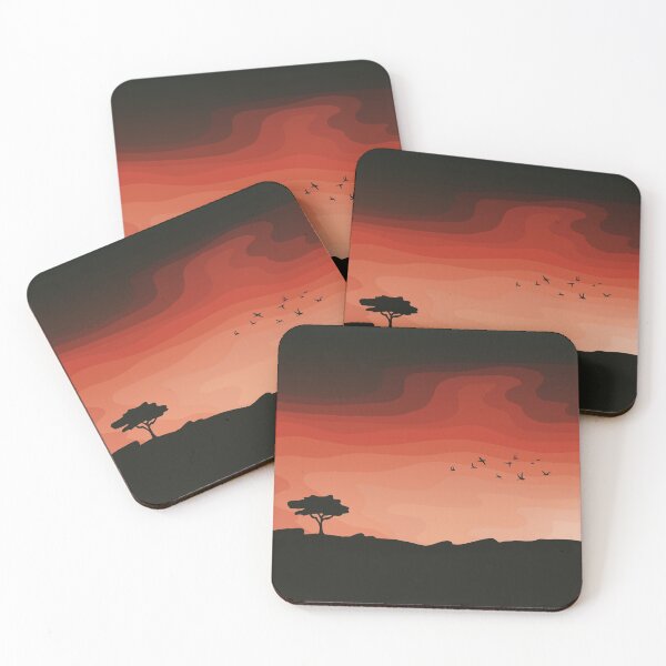 Item preview, Flock of Birds and Tree Silhouette Against a Sunset, Landscape Digital Illustration designed and sold by AlmightyClaire.