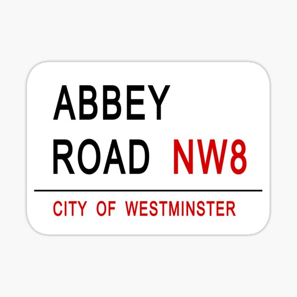 "The Beatles Abbey Road Sign Logo" Sticker for Sale by NerdsLoot ...
