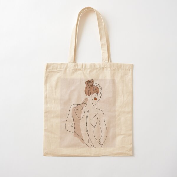  Line Woman Body Cotton Tote Bag