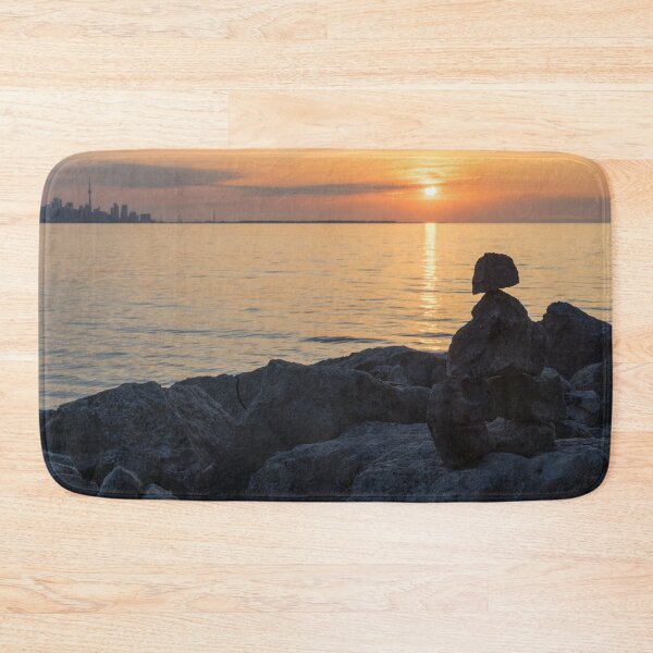Item preview, Inuksuk Sunrise - Rock Cairn Figure Greeting the Sun on Lake Ontario in Toronto  designed and sold by Georgia Mizuleva.